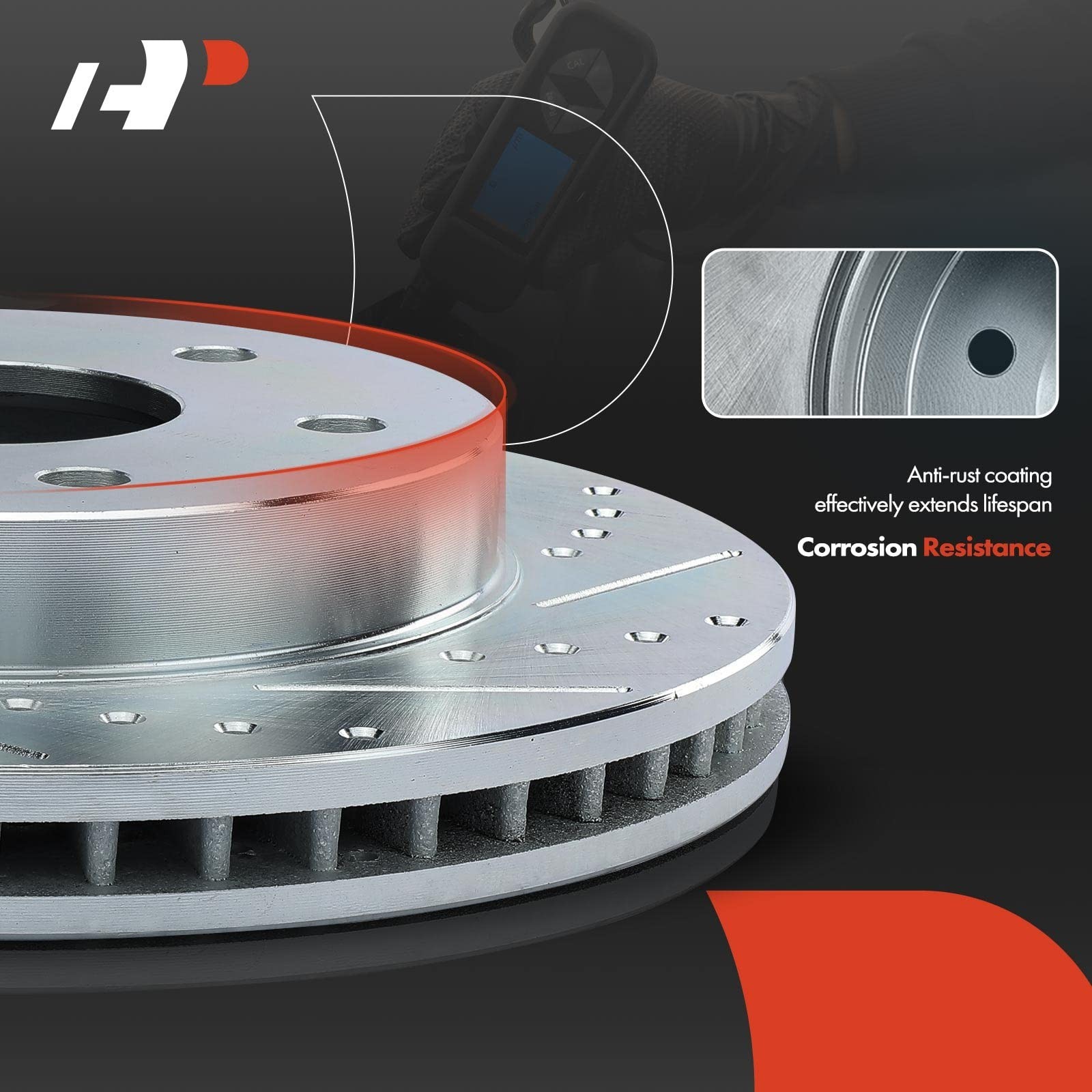 A-Premium 14.37 Inch (365 mm) Rear Drilled and Slotted Disc Brake Rotors | Co…