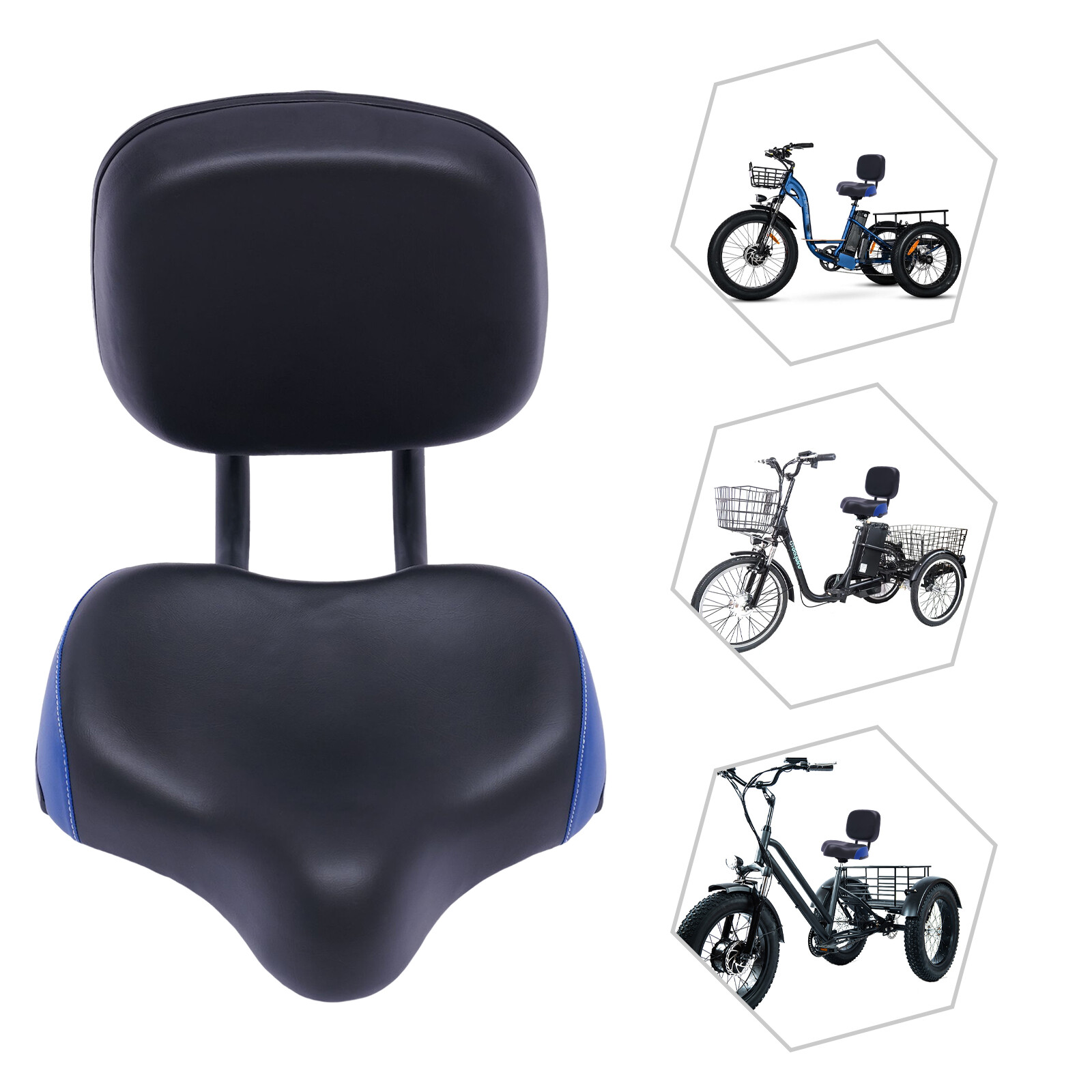 Bike Seats for Wide Adult Tricycle Women Backrest Saddle Bik Seat w/Backrest new