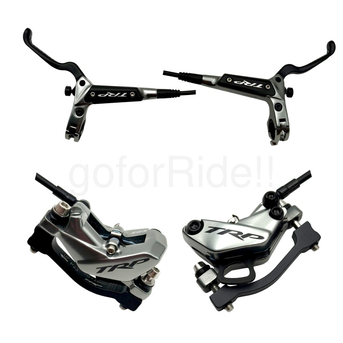 TRP HD-M846 DH-R EVO 4-Piston Hydraulic Disc Brake Set Front+Rear Gray fit 223