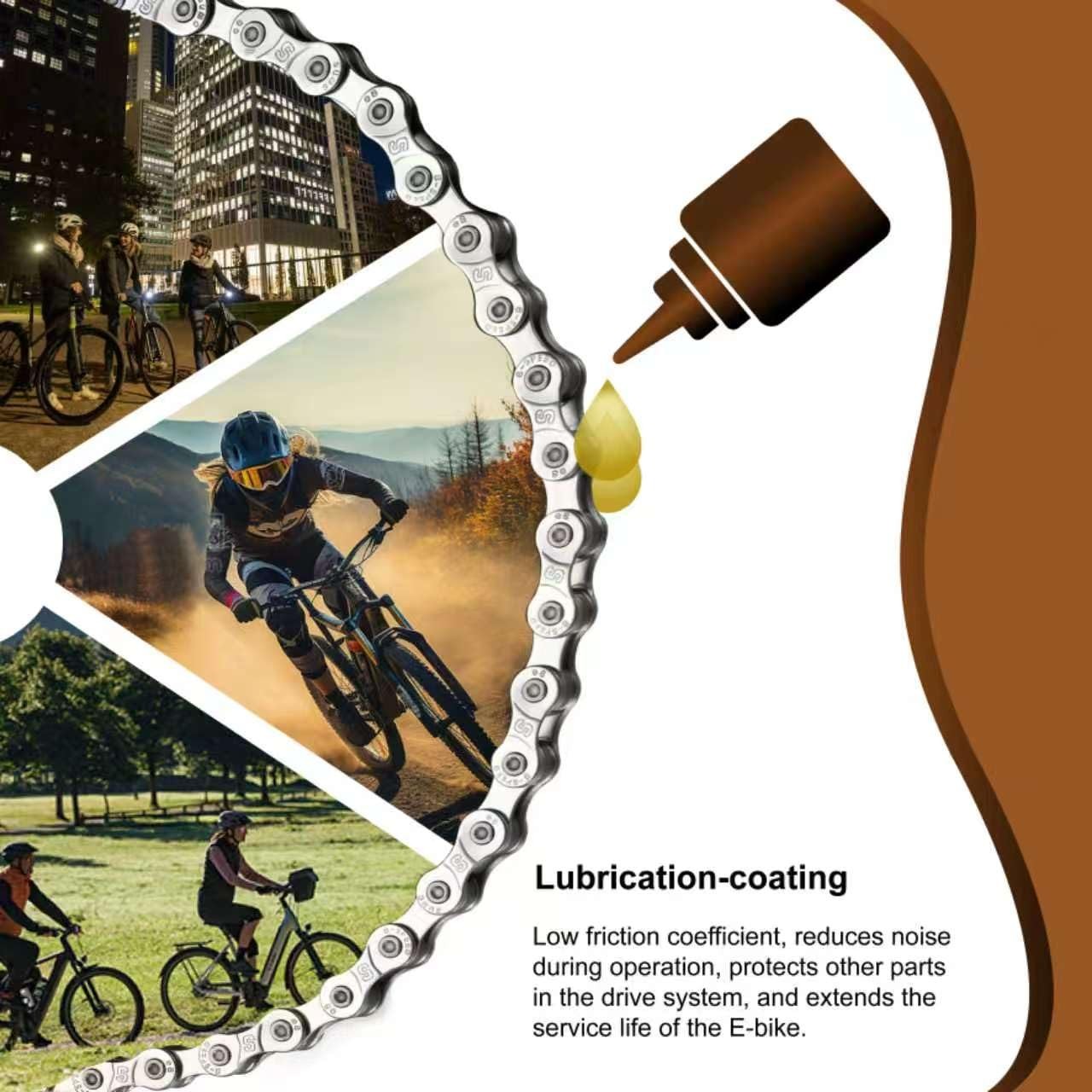 Heavy Duty Ebike Chain 6/7/8 Speed 136 Links, High Tensile Anti-Break Anti-Ru…