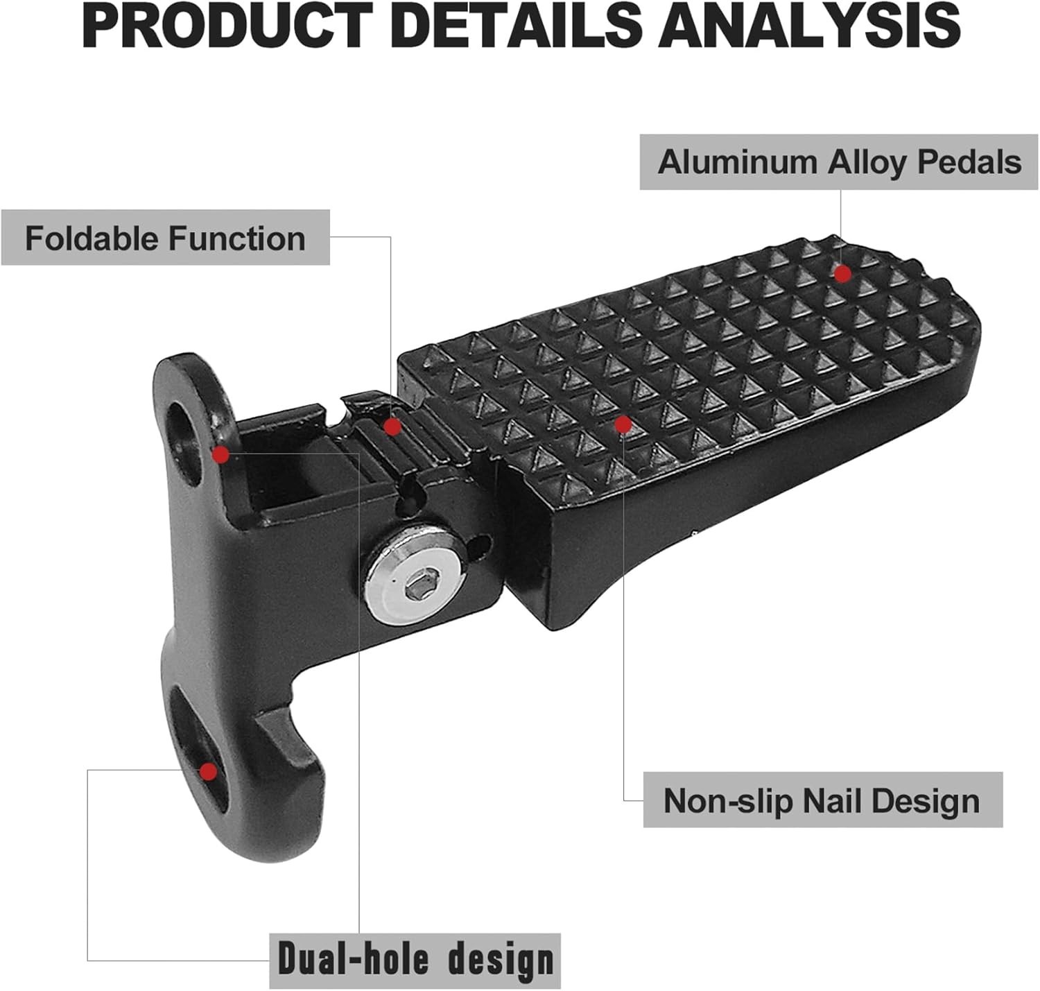 1 Pair Bike Rear Pedals,Mini Folding Bicycle Foot Pegs,Rear Seat Footrest Pedals