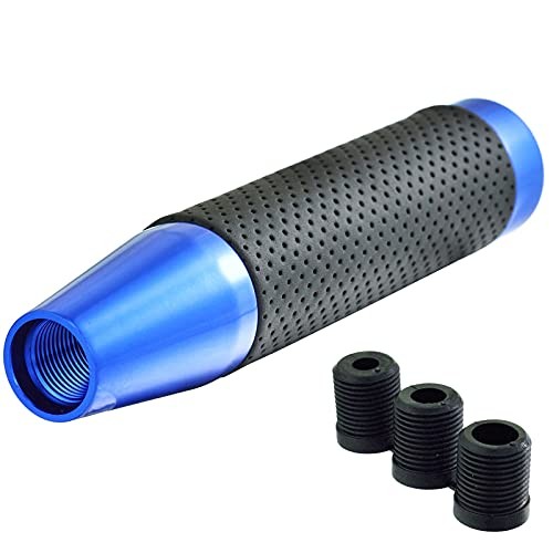 Metal Shifter Knob Leather Aluminum Alloy Long Stick Gear Handle Lever Blue