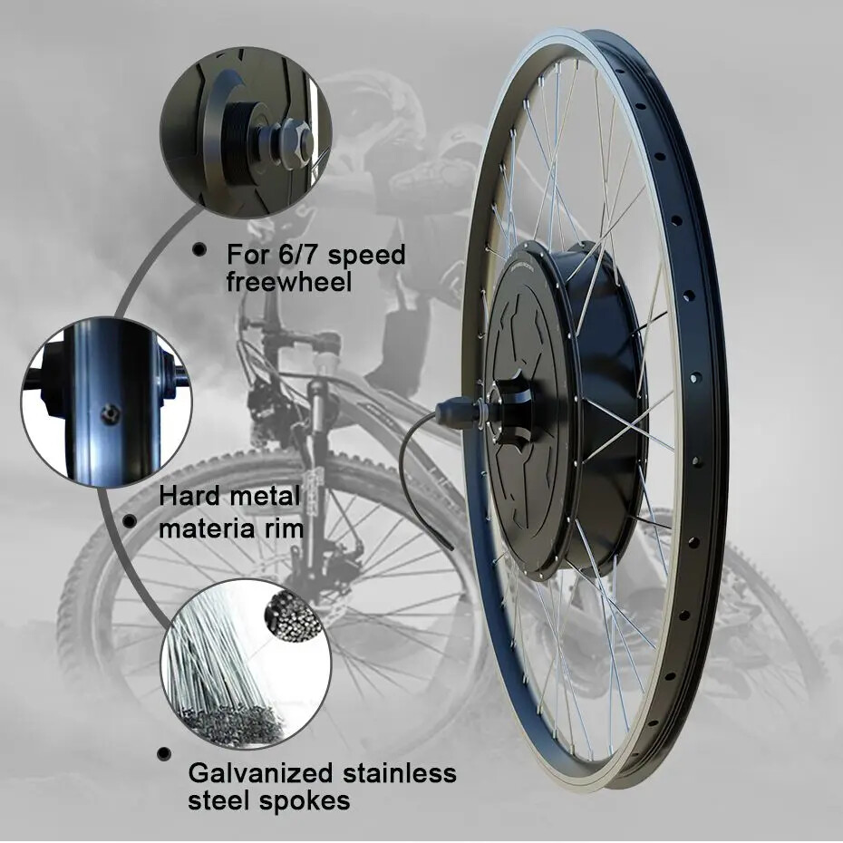 26»27.5»700C 48V 1500/2000W Electric Bike Brushless Gearless Hub Motor Wheel