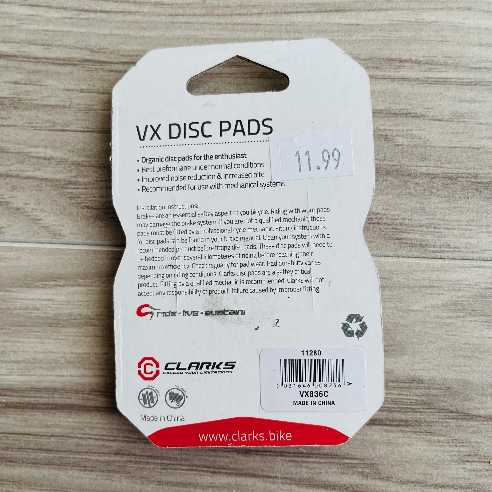 Clark’s VX Disc Brake Pads Fits APSE Zoom Artek for Apollo / Shockwave