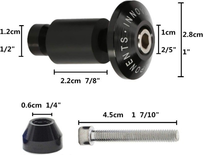 Universal Motorcycle Street Bike 7/8″ Handlebar Grips Bar End Plugs (Black)