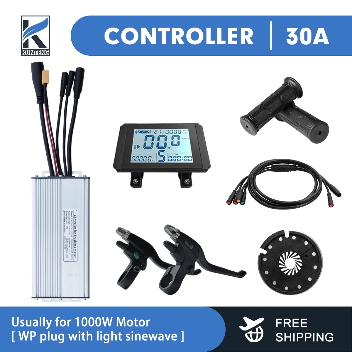 36V/48V 15-30A Waterproof Controller for Electric Bike with Light Function