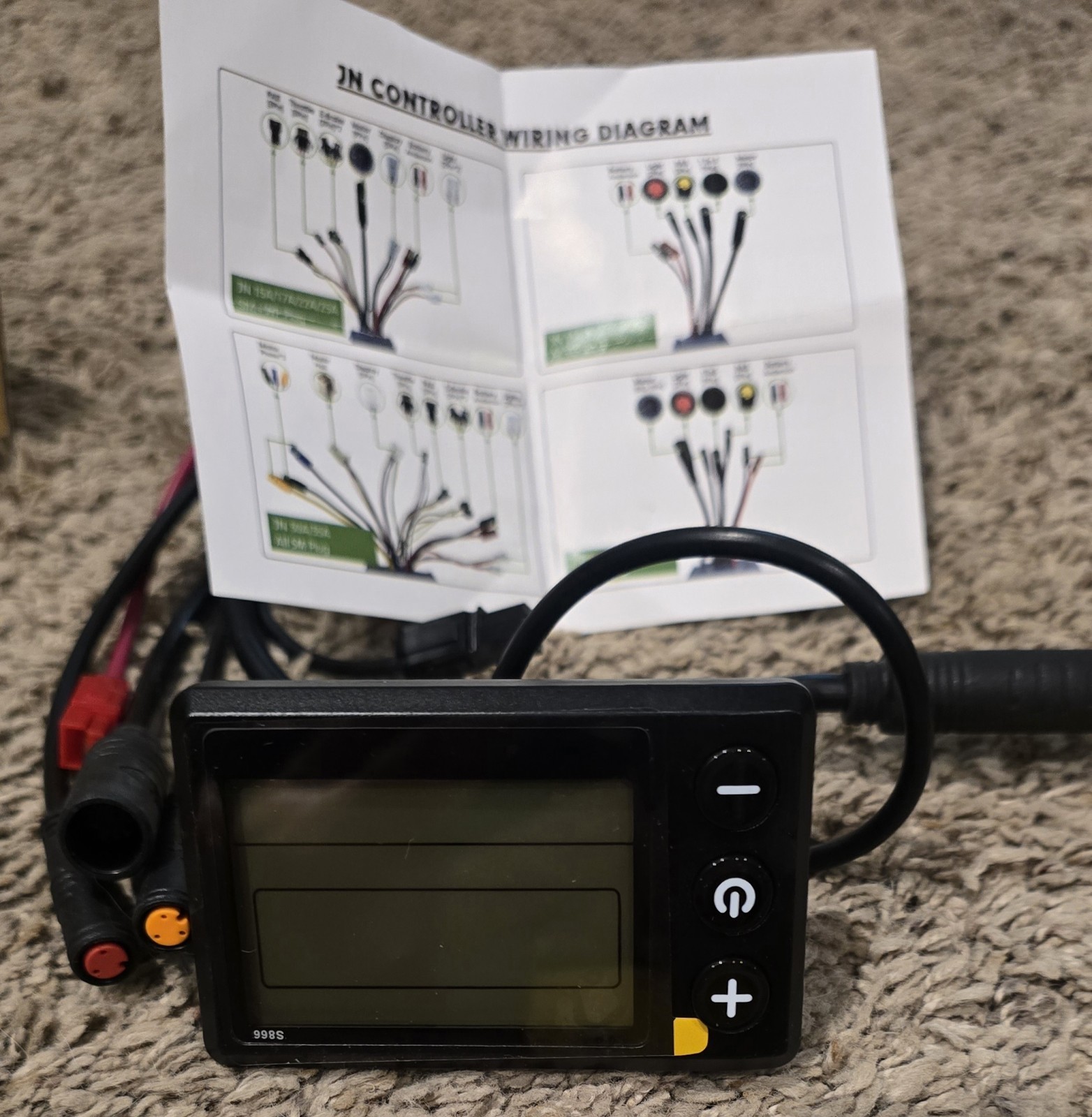 E-bike JN 36V/48V 15A 250W 9 PIN Square wave controller with light wire & Remote