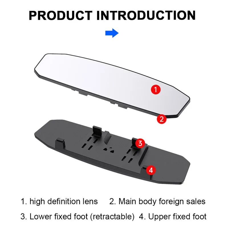 Car Mirror Interior Rear View Mirror Wide Angle Convex RearviewMirror Anti Glare