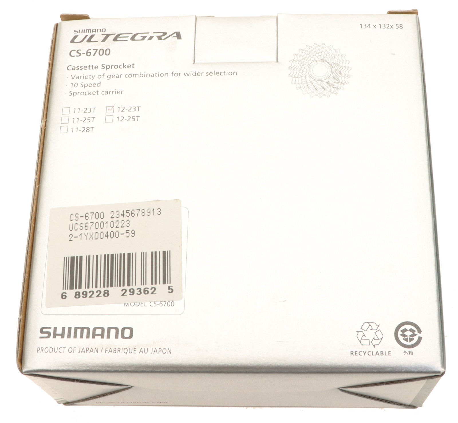 Shimano Ultegra CS-6700 Cassette 12-23T 10 Speed NOS New