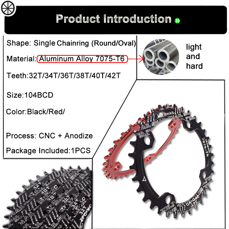 30-42T Single Crankset 104BCD Crank Narrow Wide Bicycle Chainring Fit Shimano US