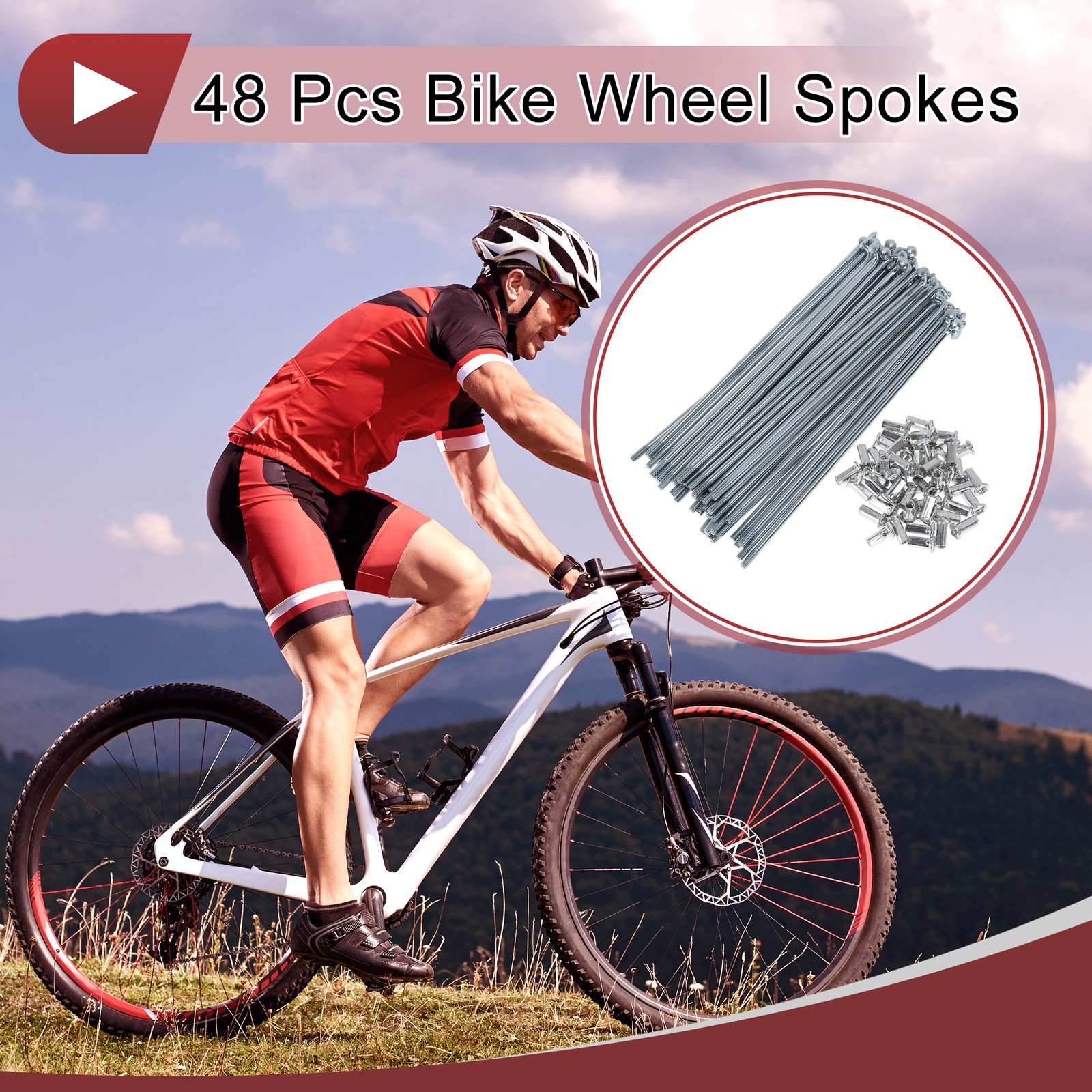 48 Set 10G Bicycle Spokes 145mm Bike Wheel Spokes Carbon Steel Galvanized