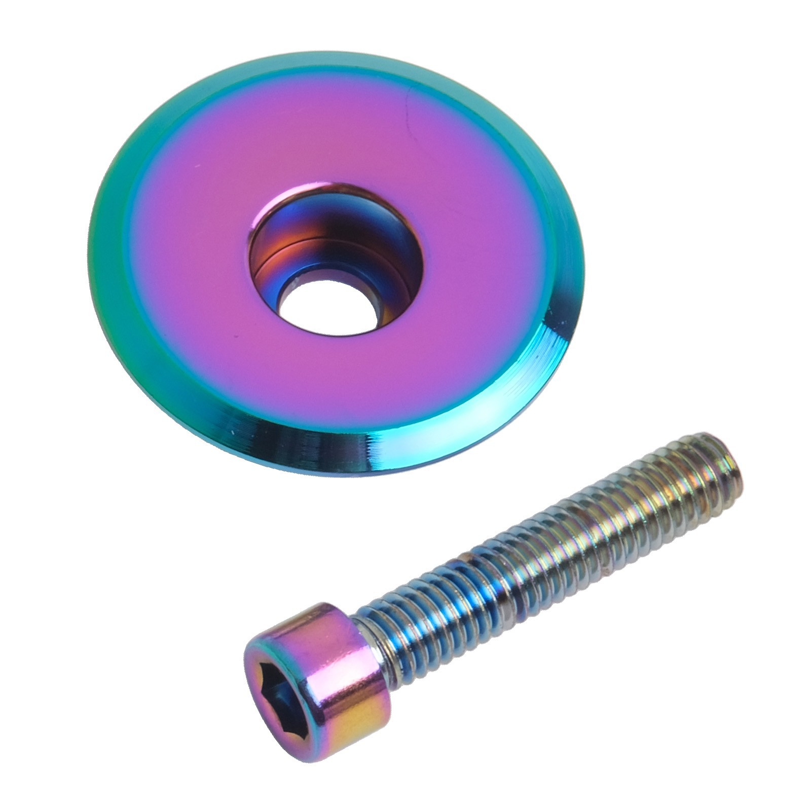 Lightweight Multicolor Oil Slick Headset Stem Cap Replacement Top Cover