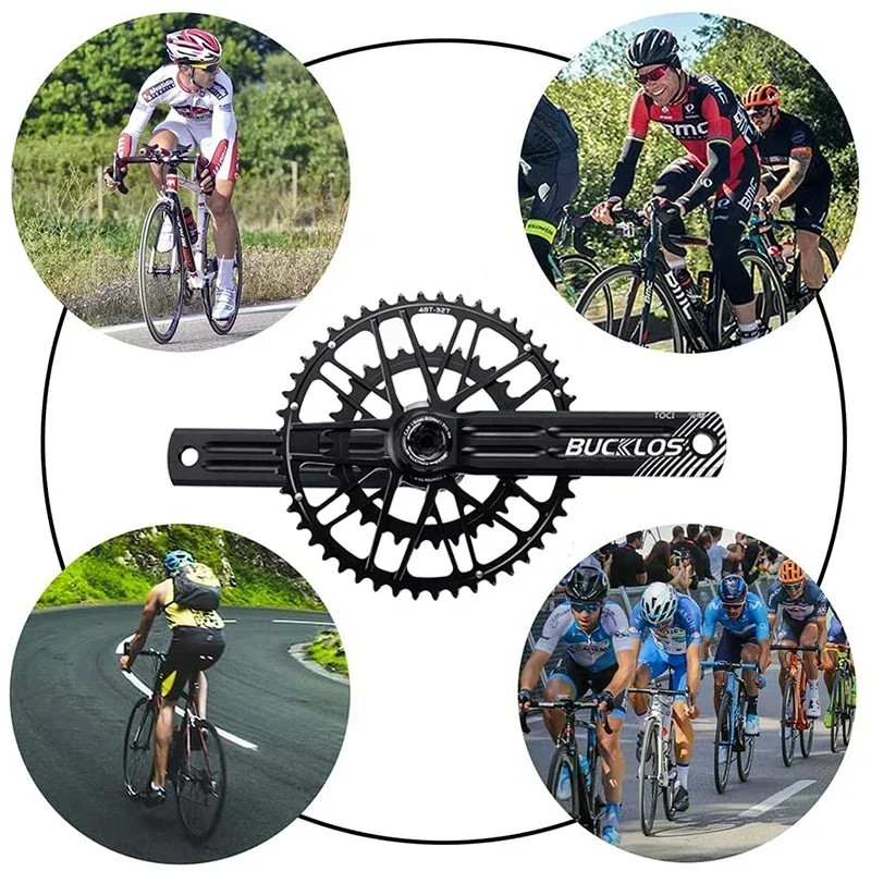 170/172.5mm Cranks Arm Road Gravel Bike Crankset 48-32T with Double Chainring BB