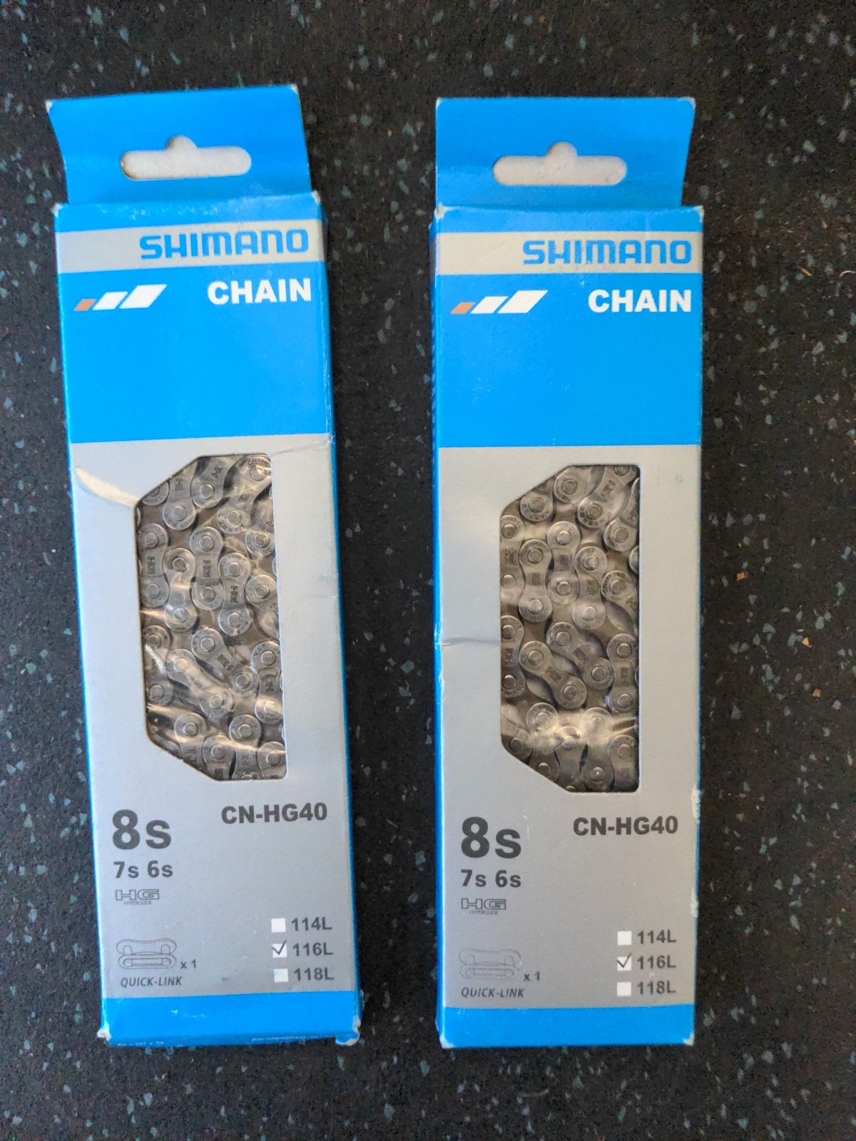 SET OF 2 – Shimano CN-HG40 6/7/8-Speed 116-Links Chain for MTB – Road Bike – NEW