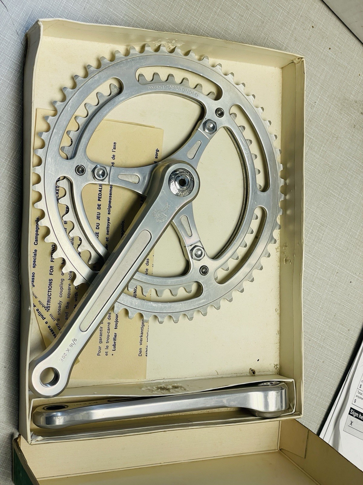Vintage NOS Campagnolo Gruppo Sport 3-Bolt Racing Crankset 52-42 170mm