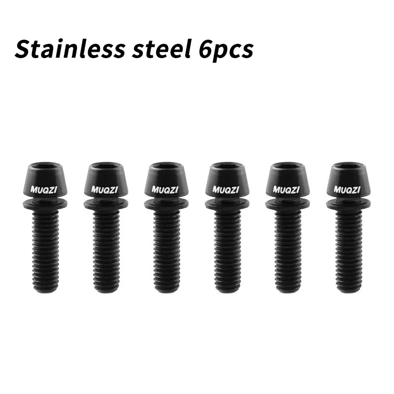 6PCS M5x17mm Bike Stem Bolts with Washers MTB Road Handlebar Stem Screws