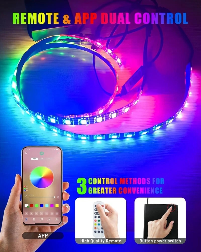 Led Lights for Scooter Night Riding, Battery Powered Remote & APP Controlled Col