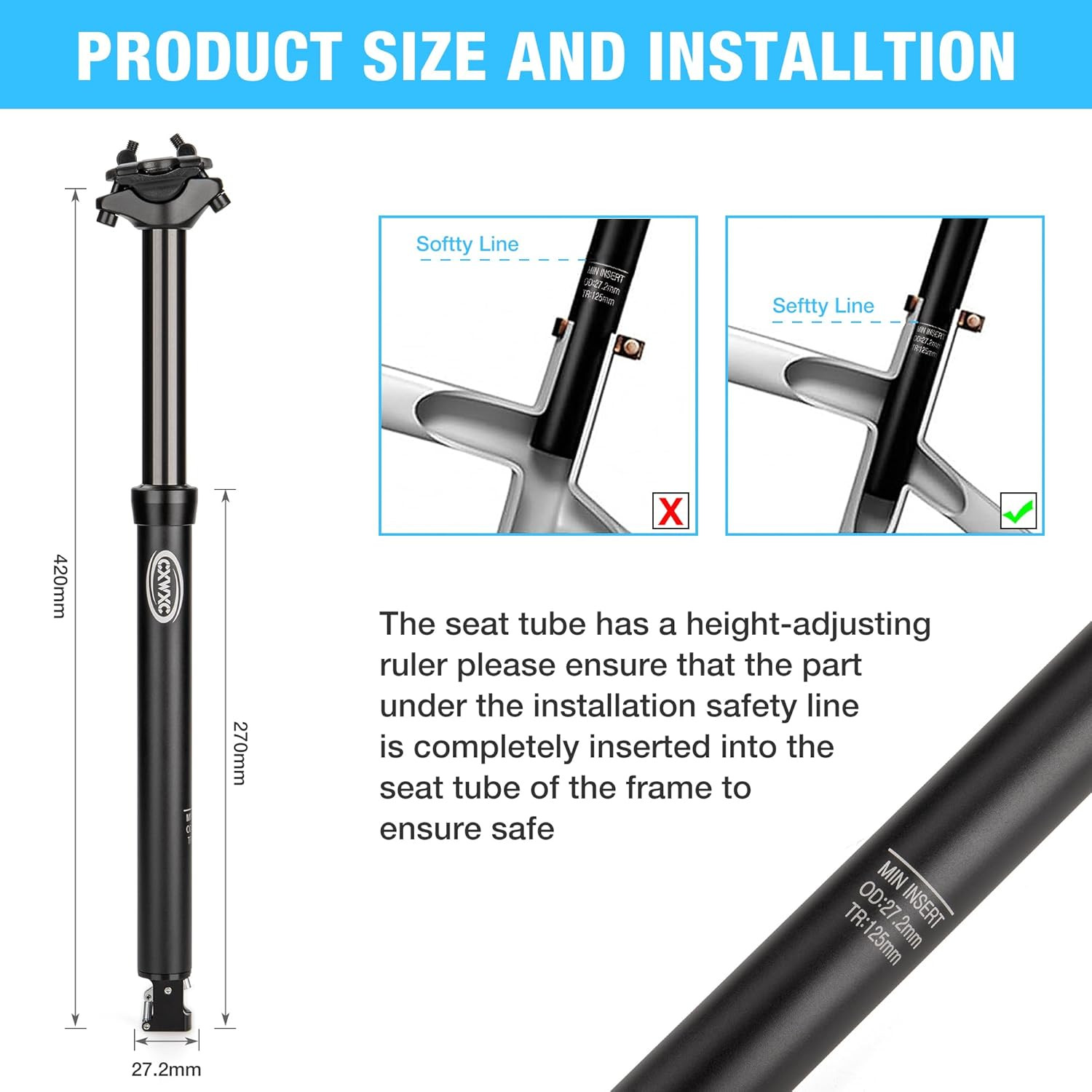 Dropper Post 27.2/30.9/31.6Mm – 125Mm Travel Bike Seat Post – Dropper Seatpost I