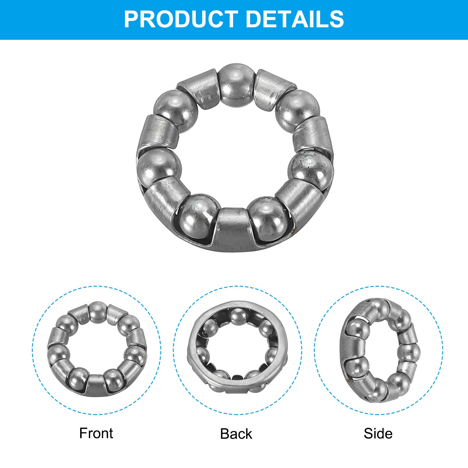 Bike Ball Crank Bearing 20mm x 7 Balls, 4 Pack Bicycle Bearings, Silver