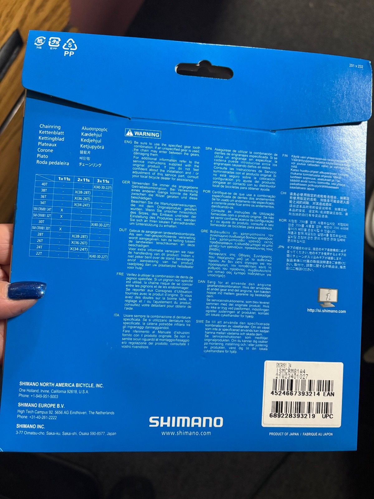 SHIMANO CHAINRING XT DEORE FC-M8000 SM-CRM81 34T 1X11