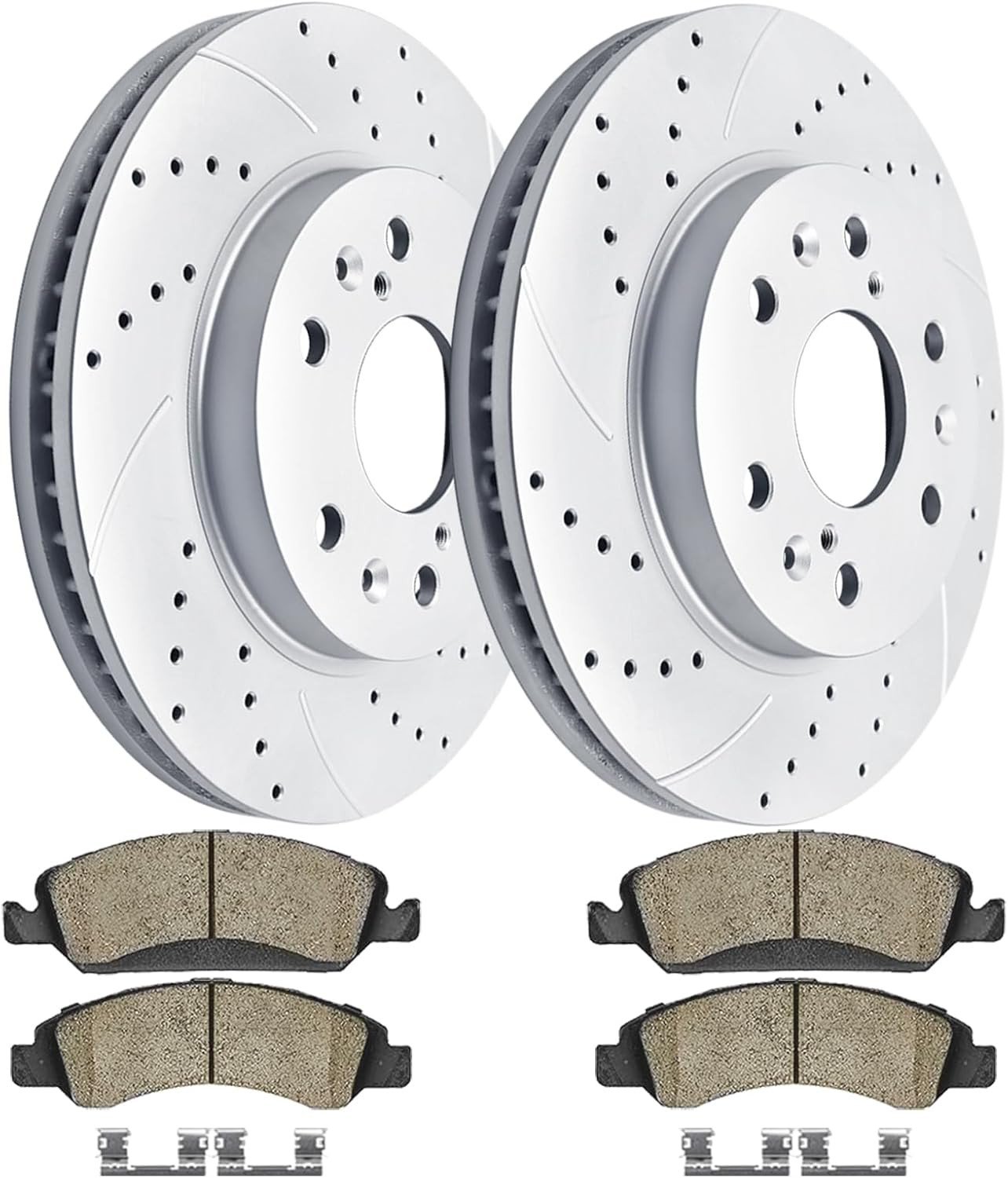 Front Brake Kit Drilled Slotted Rotors Ceramic Pads Cadillac Escalade Chevy GMC