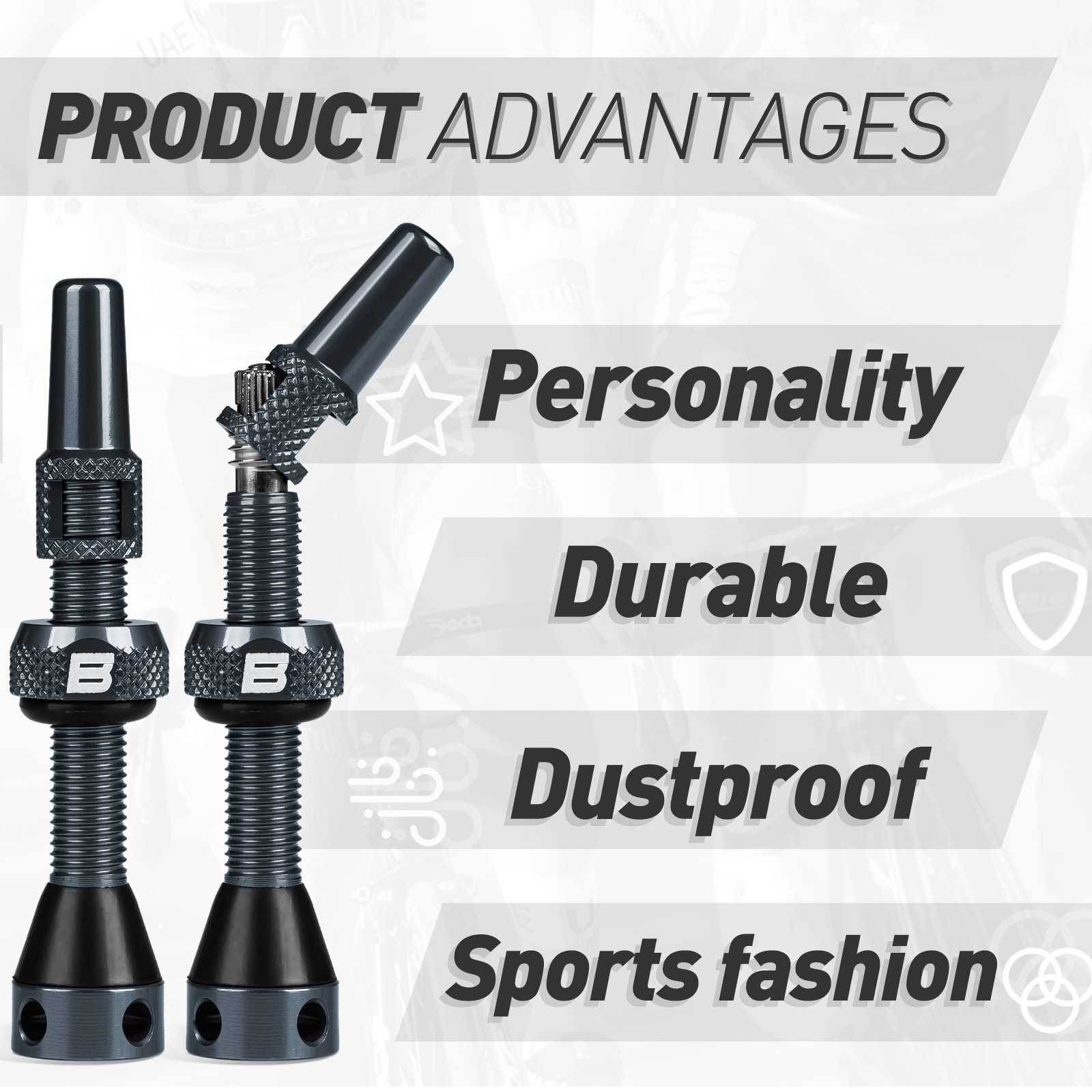 BWSHLF Bicycle Tubeless Aluminum Presta Valve Stem 40/44/55/60/65/80/100mm Gray
