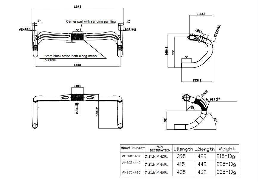 Road Bike Full Carbon Handlebar 31.8m 215g durable AHB05 420mm/440mm/460mm USA