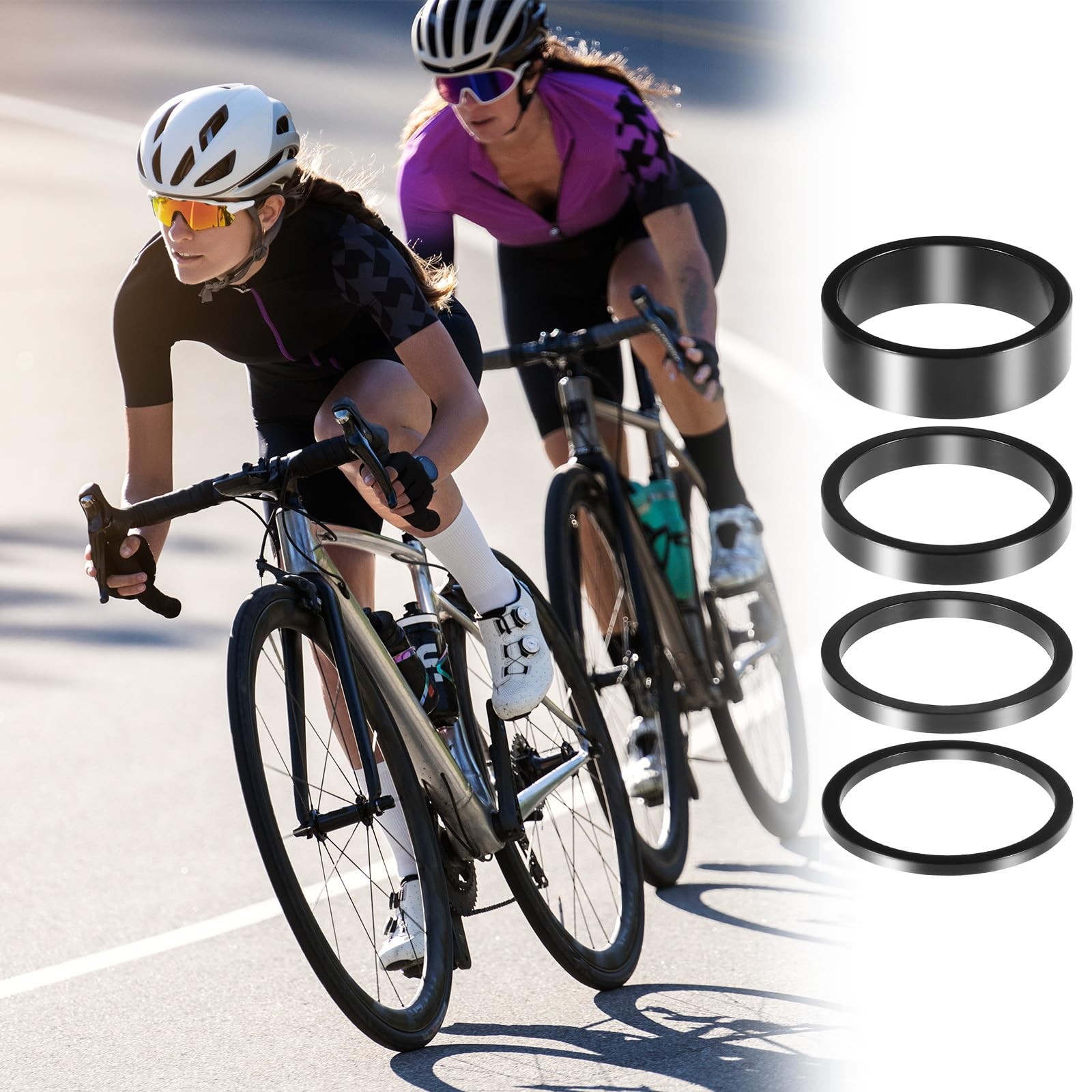 8 PCS Bicycle Headset Spacer, 4 Sizes Aluminium Alloy Bike Handlebar Stem Space