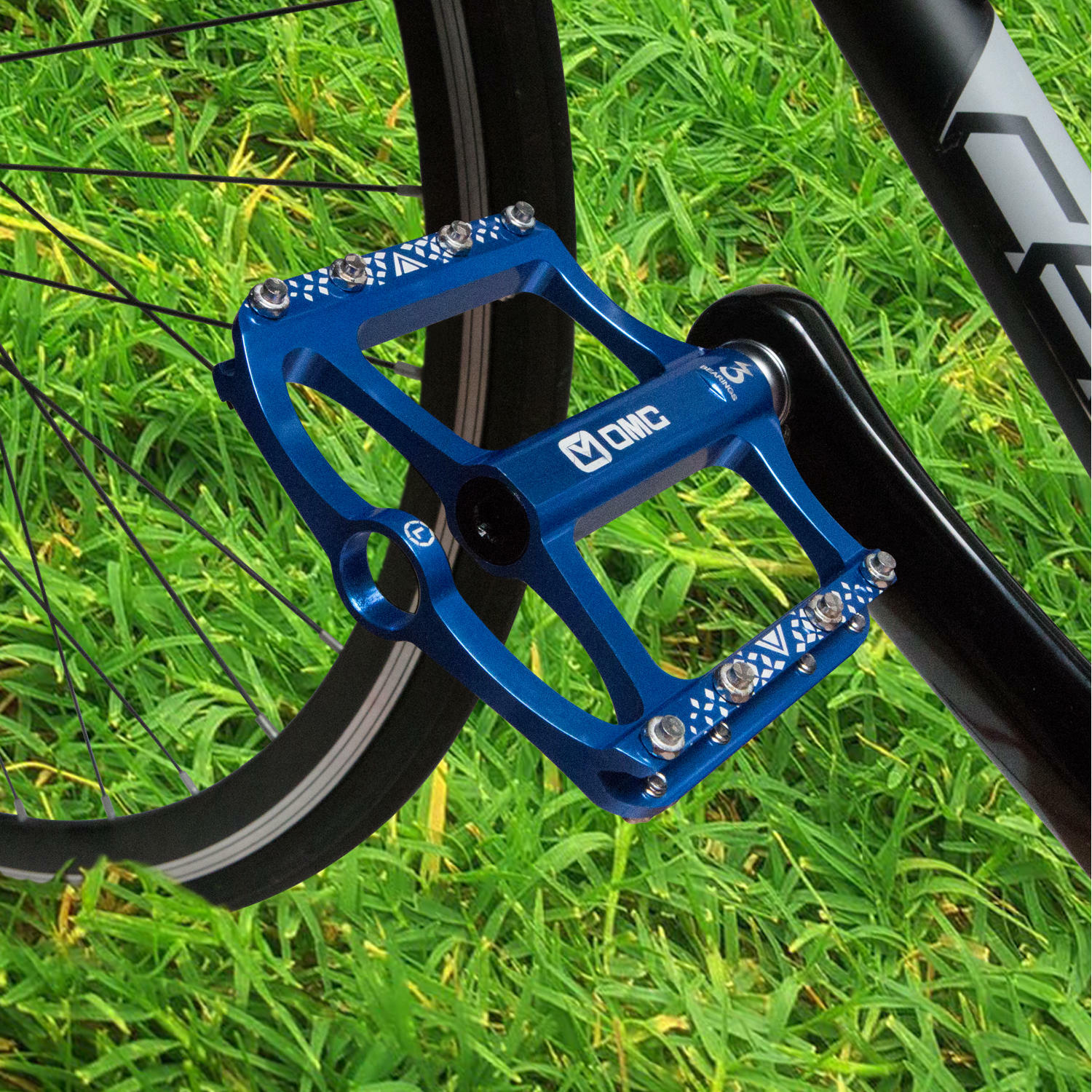 OMC-S1-BL 9/16″ Aluminum Platform Mountain Bike Pedals 3 Sealed Bearing MTB BMX