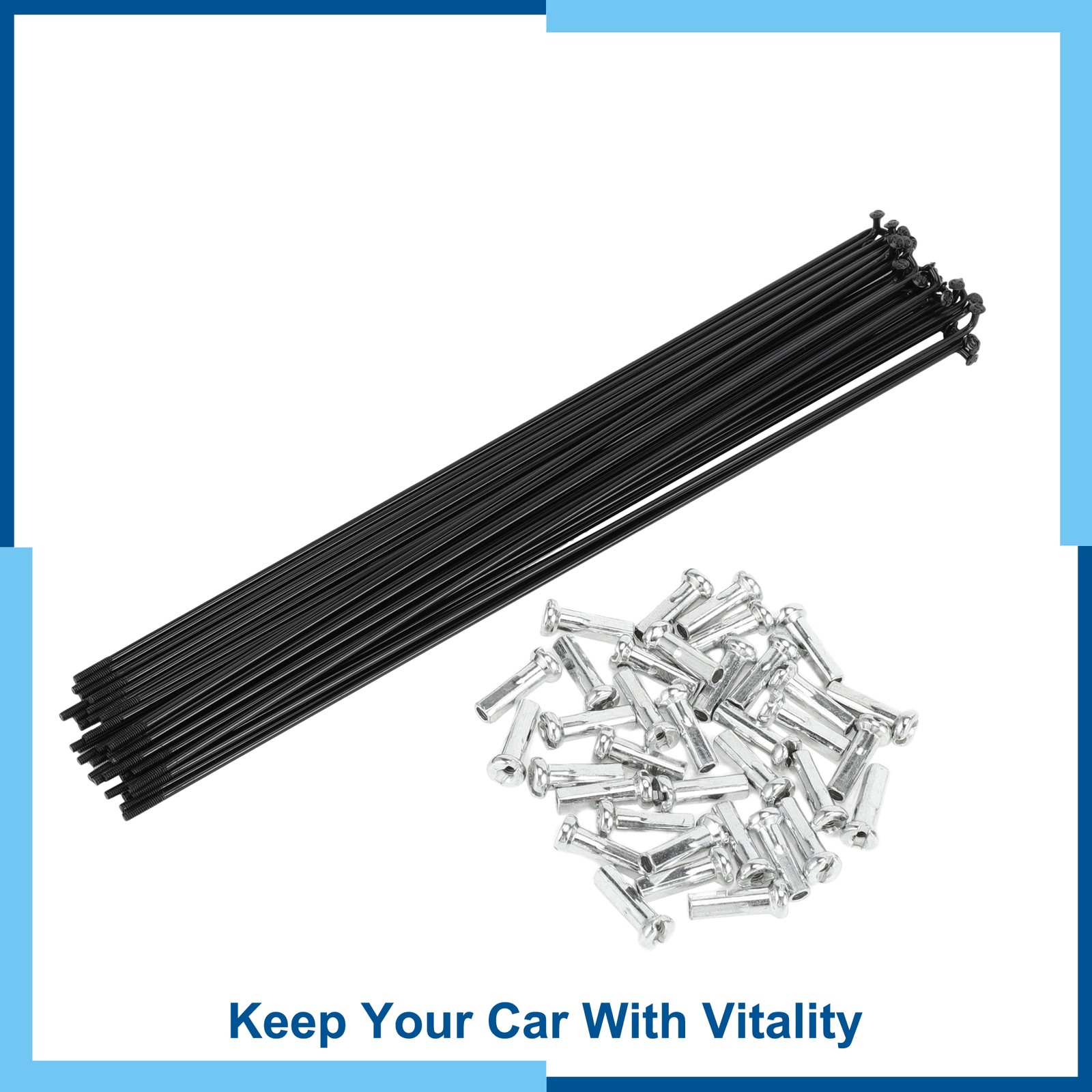 14G 280mm Length Bicycle Spokes Nipple Carbon Steel Black Universal