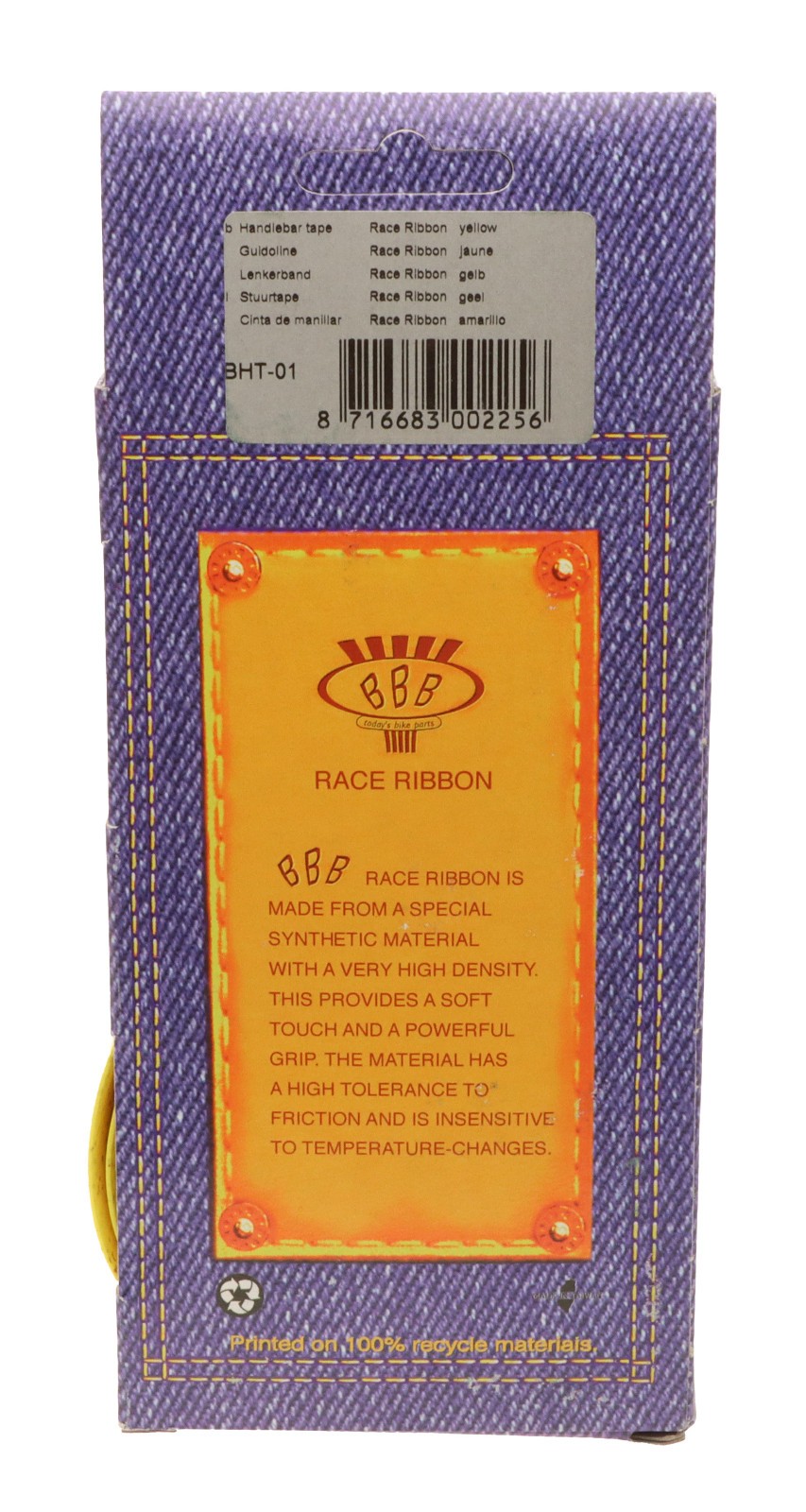 BBB Race Ribbon Bar Tape Adhesive Synth Cork-Like YELLOW Handlebar Wrap NEW NOS