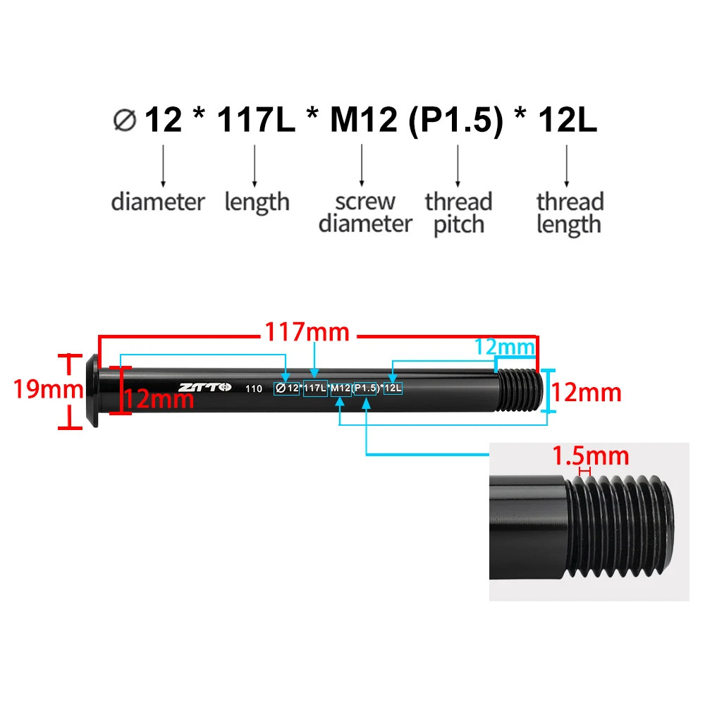 Bicycle Thru Axle 12mm 15mm MTB Road Bike Front Fork Rear Hub QR Skewer