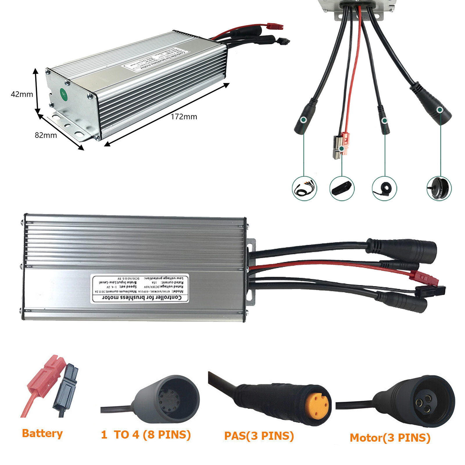 30A 36V 48V KT Waterproof Controller For 1000W 1500W E-bike Brushless Motor