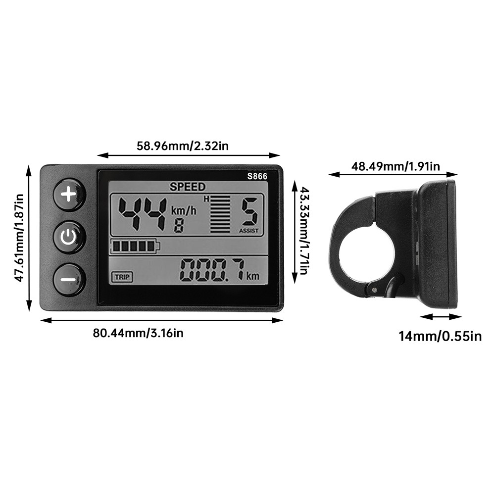 36V 48V 64V 750-1500W Brushless Motor Controller E-Bike S866 LCD Display Meter