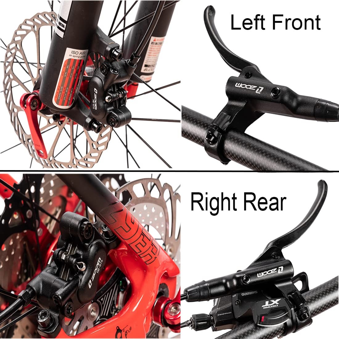 Zoom Mountain Bike MTB 4 Piston Hydraulic Disc Brakes Set – Left Front 850mm …