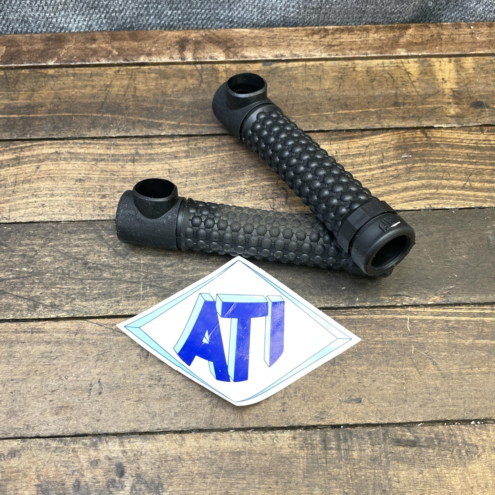 Vintage ATI Bar End Glove Handlebar Grips Decal Black ISO-Grip NOS MTB USA Pair