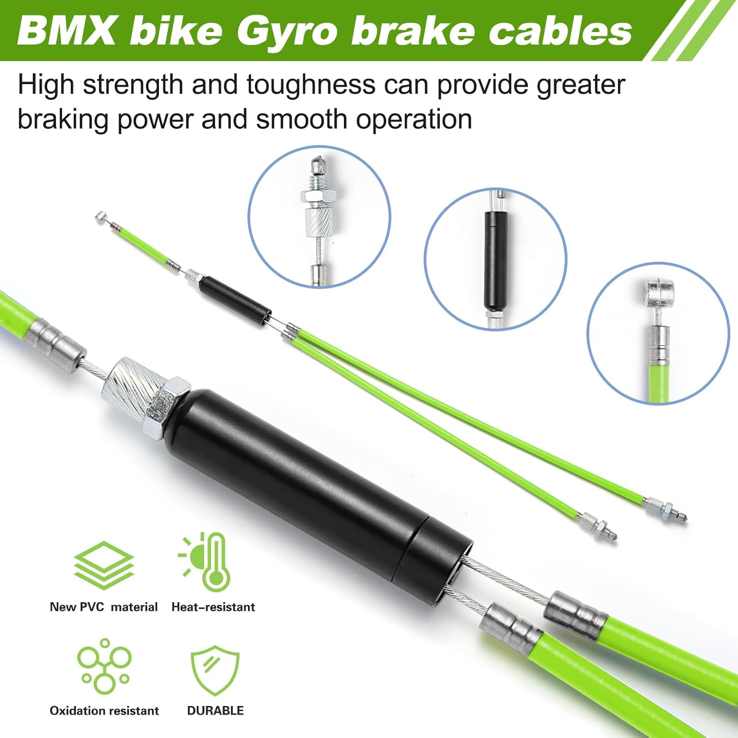 BMX Gyro Brake Cable Set with Rotor for 20″ Bikes Front Rear Kit