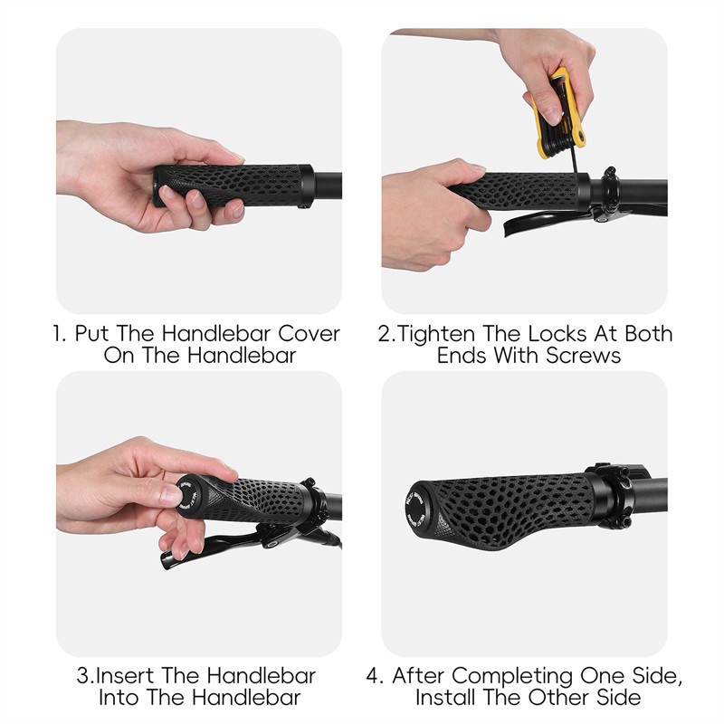 WEST BIKING MTB Bike 3D Printed Grips Ergonomic Bicycle Grips with Bar End Plugs