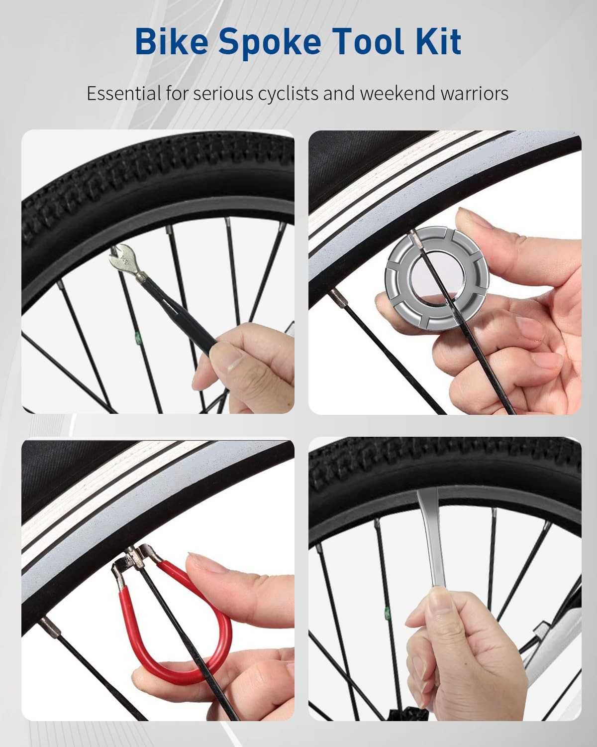 8 Pcs Bike Spoke Wrenches Tool Kit Bicycle Repair Tool Set Silver Pro New Art