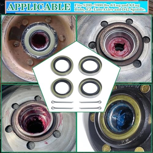 4pcs ID 2.25″ x OD 3.376″ Trailer Axle Hub Wheel Grease Seals with 4pcs Cotter