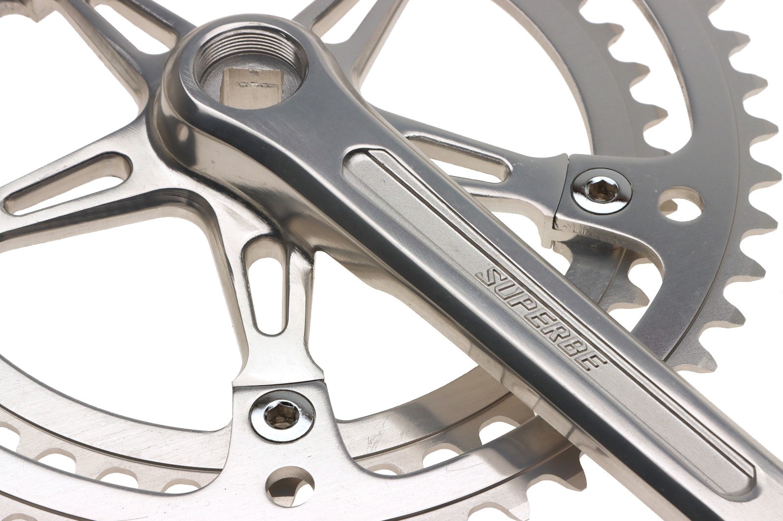 Sun Tour Superbe CW-1000 Cranks 6SPD 170mm 52/42 Silver French BB 35×1 NOS NEW