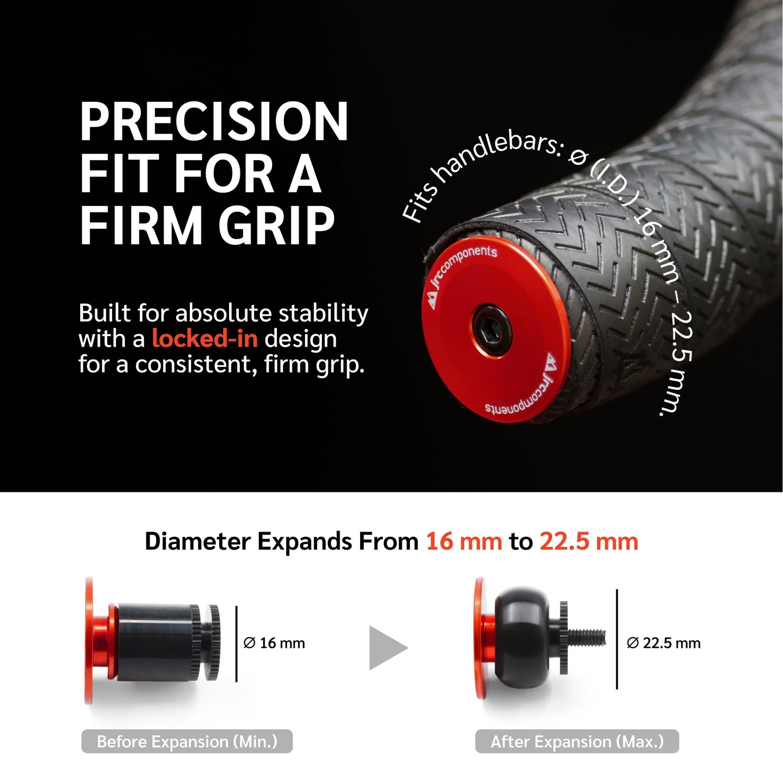 JRC Components Aluminum Min Diameter: 16mm,Max 22.5mm, Red