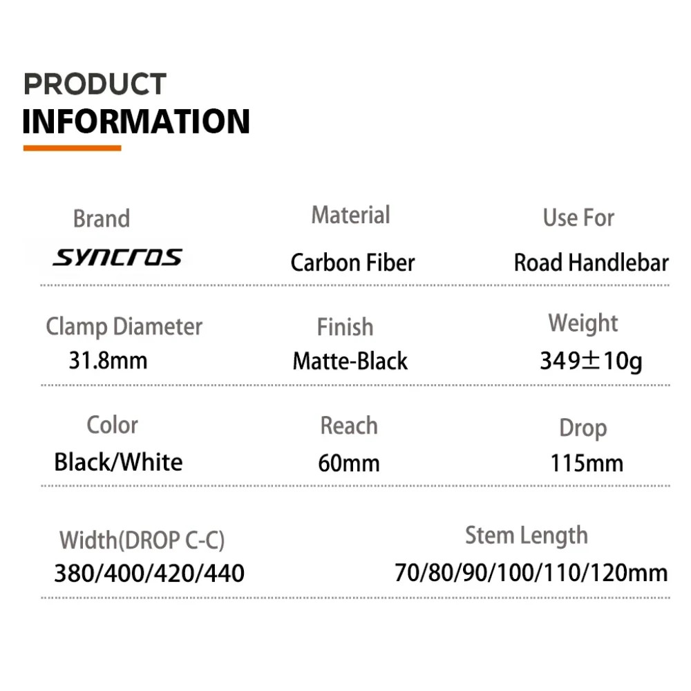 Syncros Carbon Gravel Bicycle Drop Bar with Integrated Internal Cable Routing