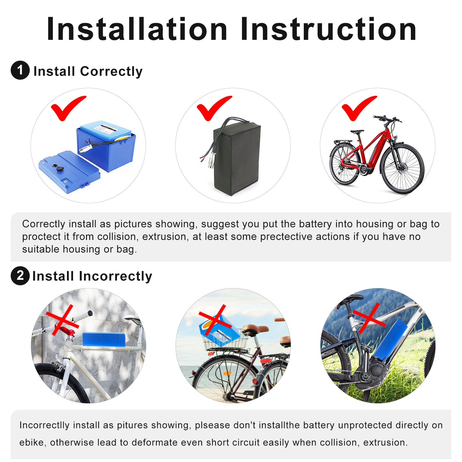 Ebike Battery 36V 48V 72V 15AH/20AH/30AH Li-Ion for 0~3000W Electric Scooter US