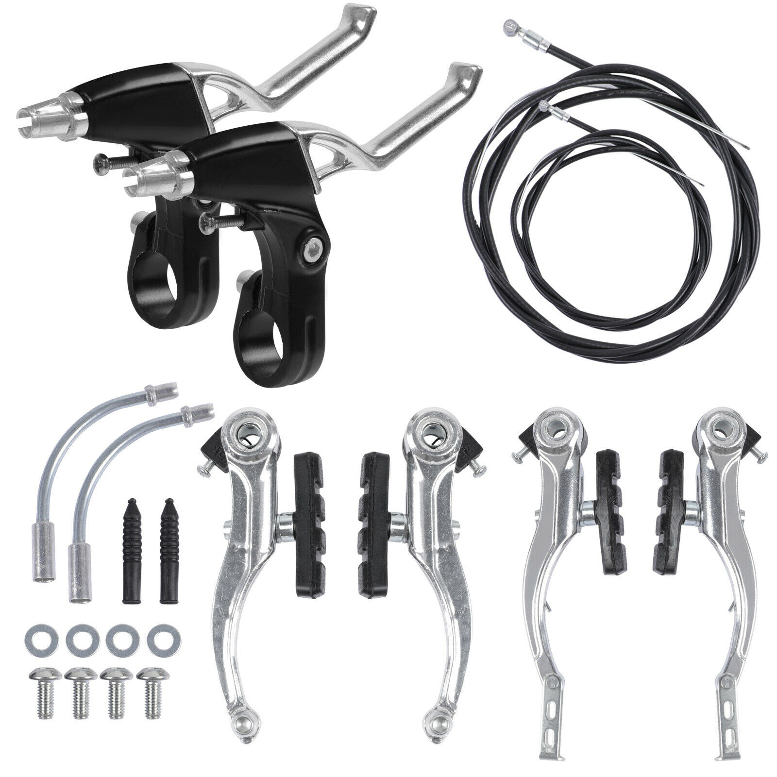Mountain Bike V Brake Set Front and Rear MTB Hybrid Callipers Cables Lever Kit