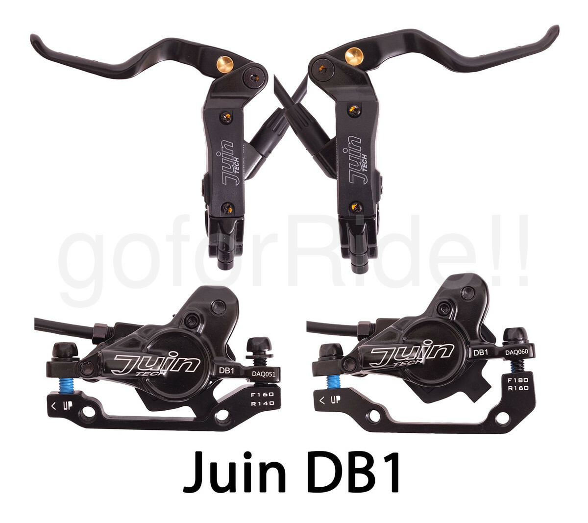 Juin Tech DB1 MTB Mountain Bike Bicycle Disc Brake Set Black/Red ..+160mm Rotors