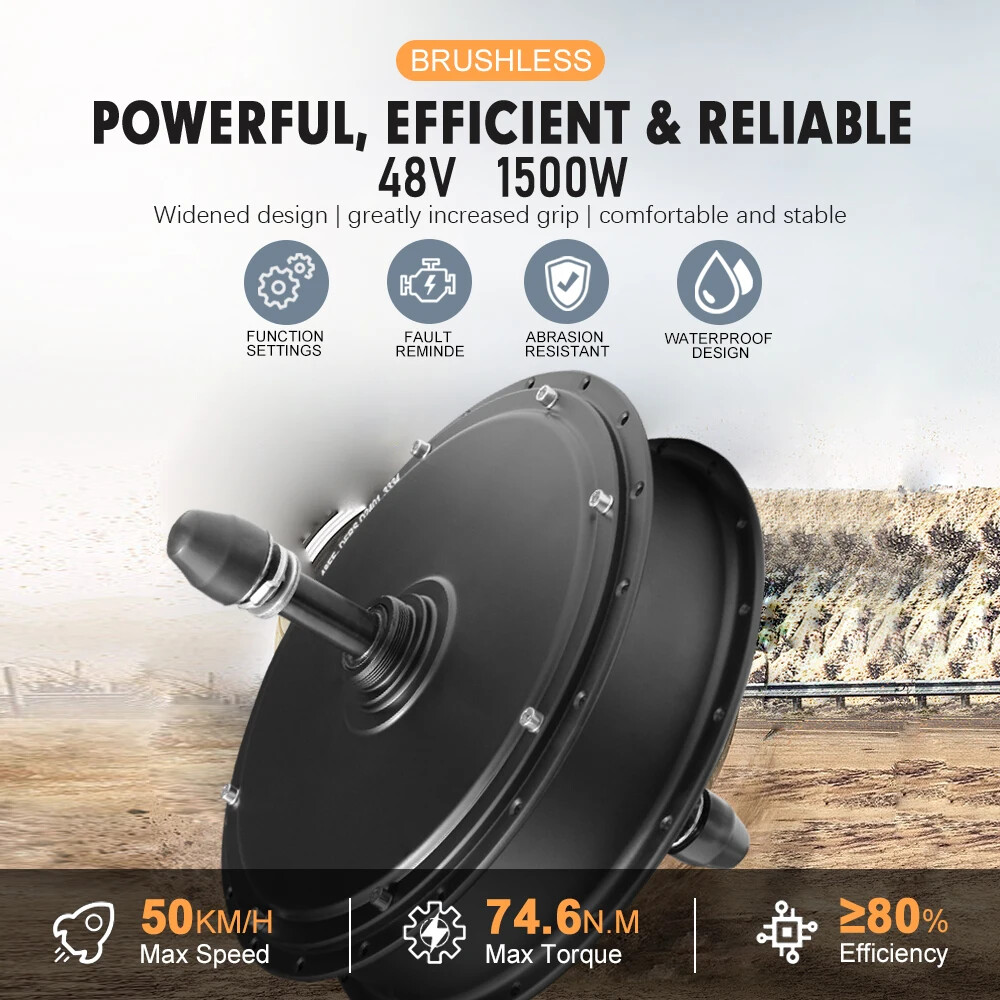 48V 1500W 20 24 26in Snow E-bike Fat Brushless Gearless Rear Rotate Hub Motor