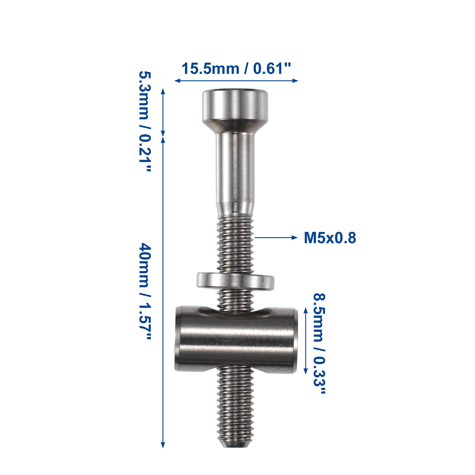 2 Set M5x40mm Bike Bicycle Seatpost Clamp Tube Bolt Nut Washer Silver Tone