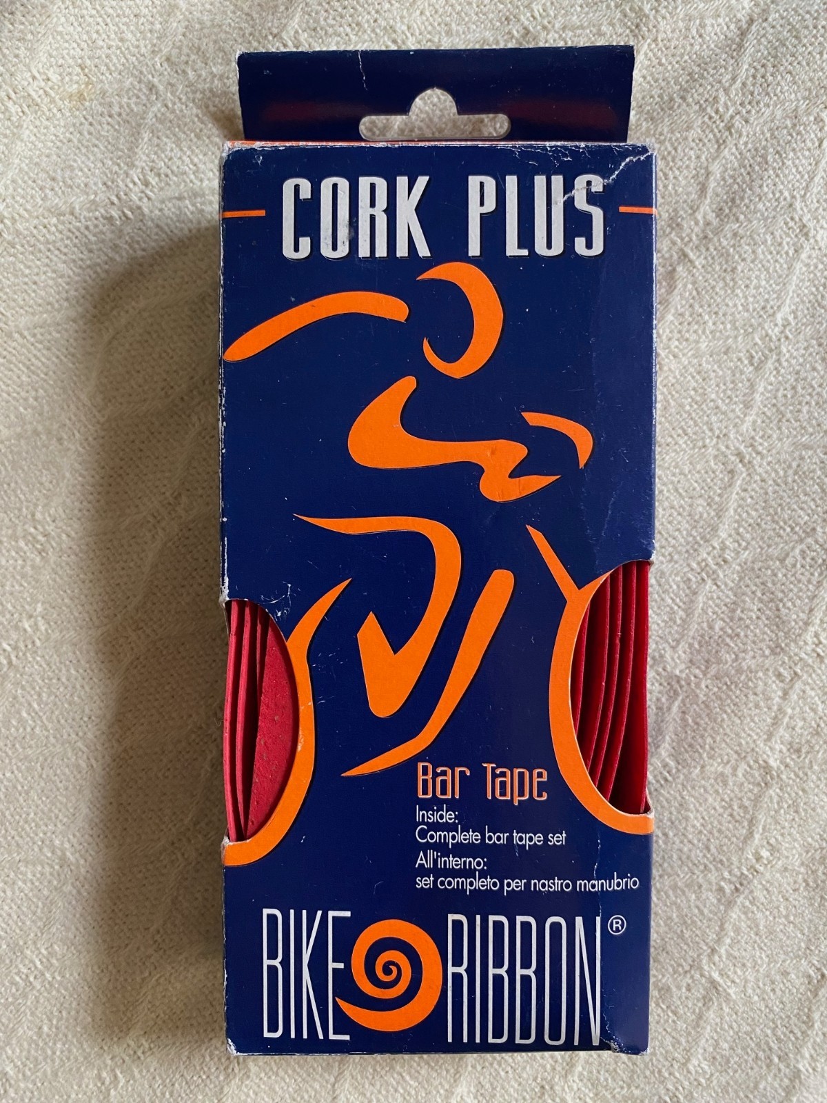 Bike Ribbon Brand Cork Handlebar Tape Red with Plugs