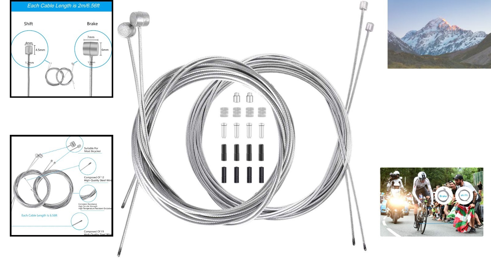Durable Stainless Steel Bike Brake and Shifter Cables – Universal Fit 18 Pieces